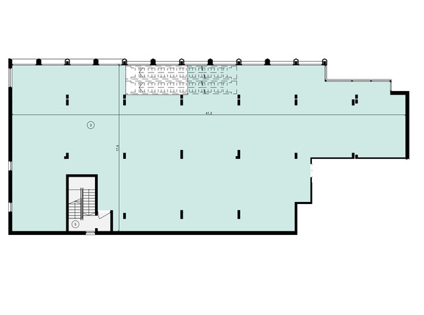 Бизнес центр "Полесский": планировка помощения 573.1 м²