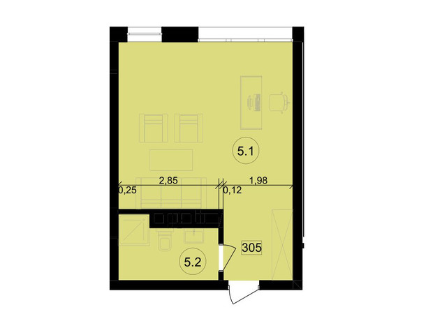 Бизнес центр Парковый: планировка помощения 32 м²