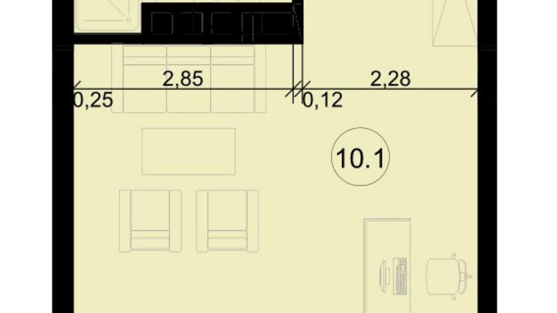 Планировка помещения в Бизнес центр Парковый 34.1 м², фото 614872