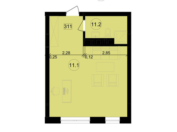 Бизнес центр Парковый: планировка помощения 34.1 м²