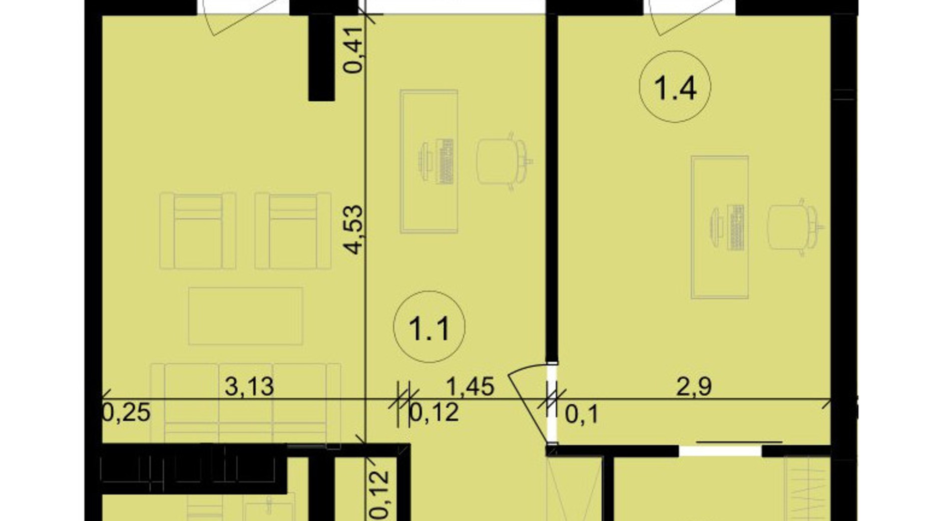 Планировка помещения в Бизнес центр Парковый 50.81 м², фото 614884