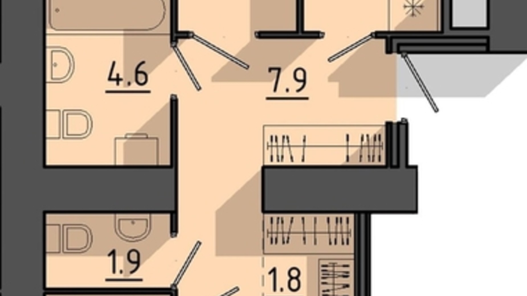 Планировка 2-комнатной квартиры в ЖК Файне місто 72.1 м², фото 614907