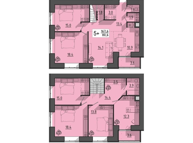ЖК Файне місто: планування 5-кімнатної квартири 167.6 м²