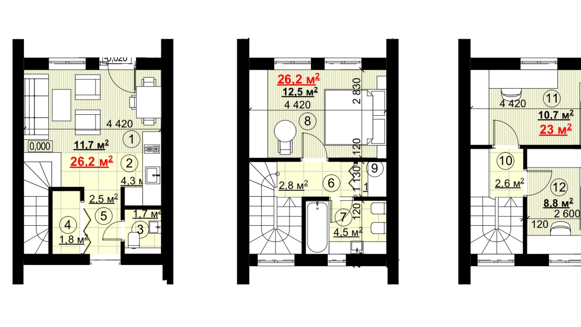 Планування таунхауса в Таунхаус New Smart 6 77 м², фото 615082