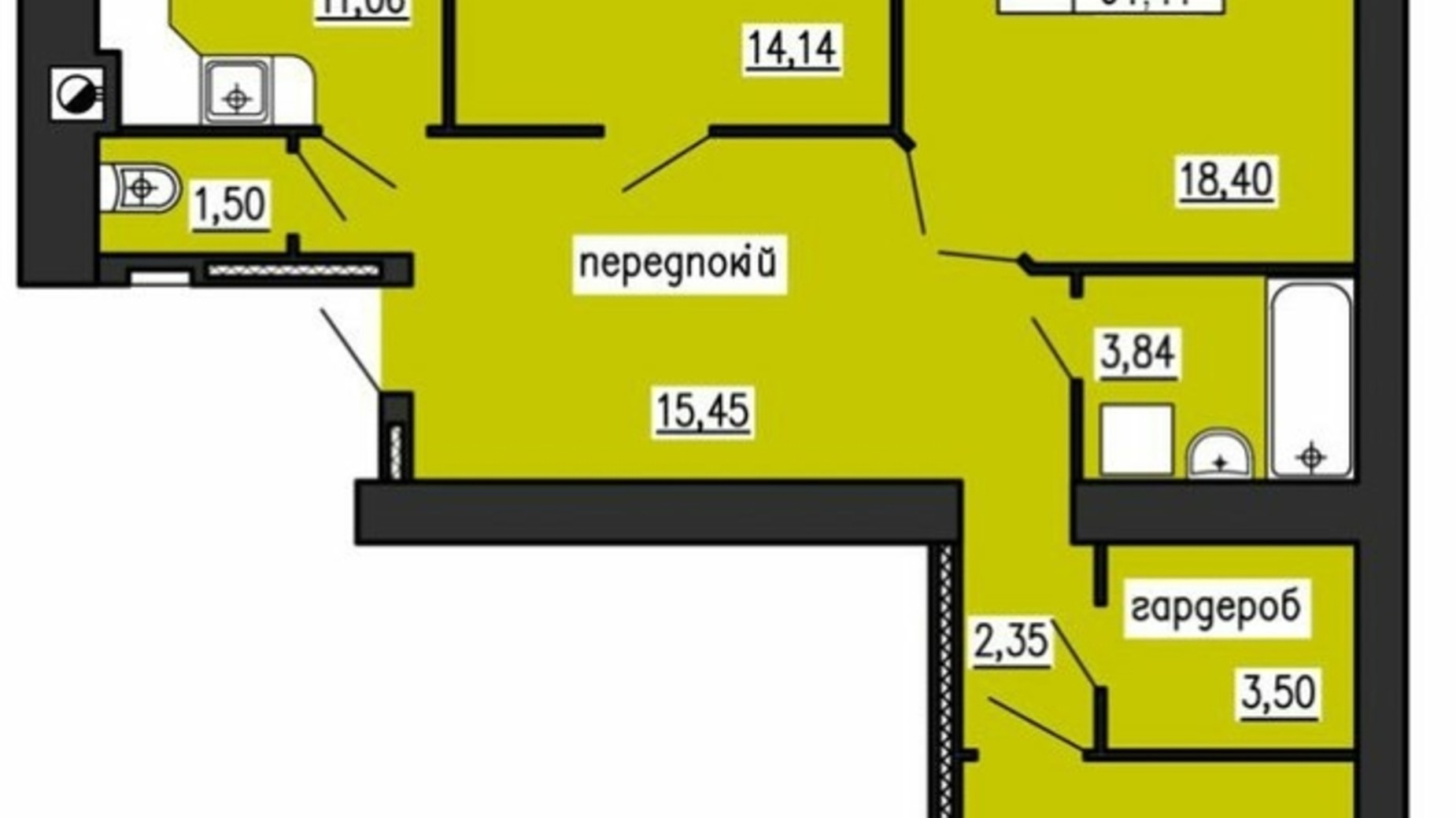 Планування 3-кімнатної квартири в ЖК по вул. Лучаківського-Тролейбусна 91.41 м², фото 615611