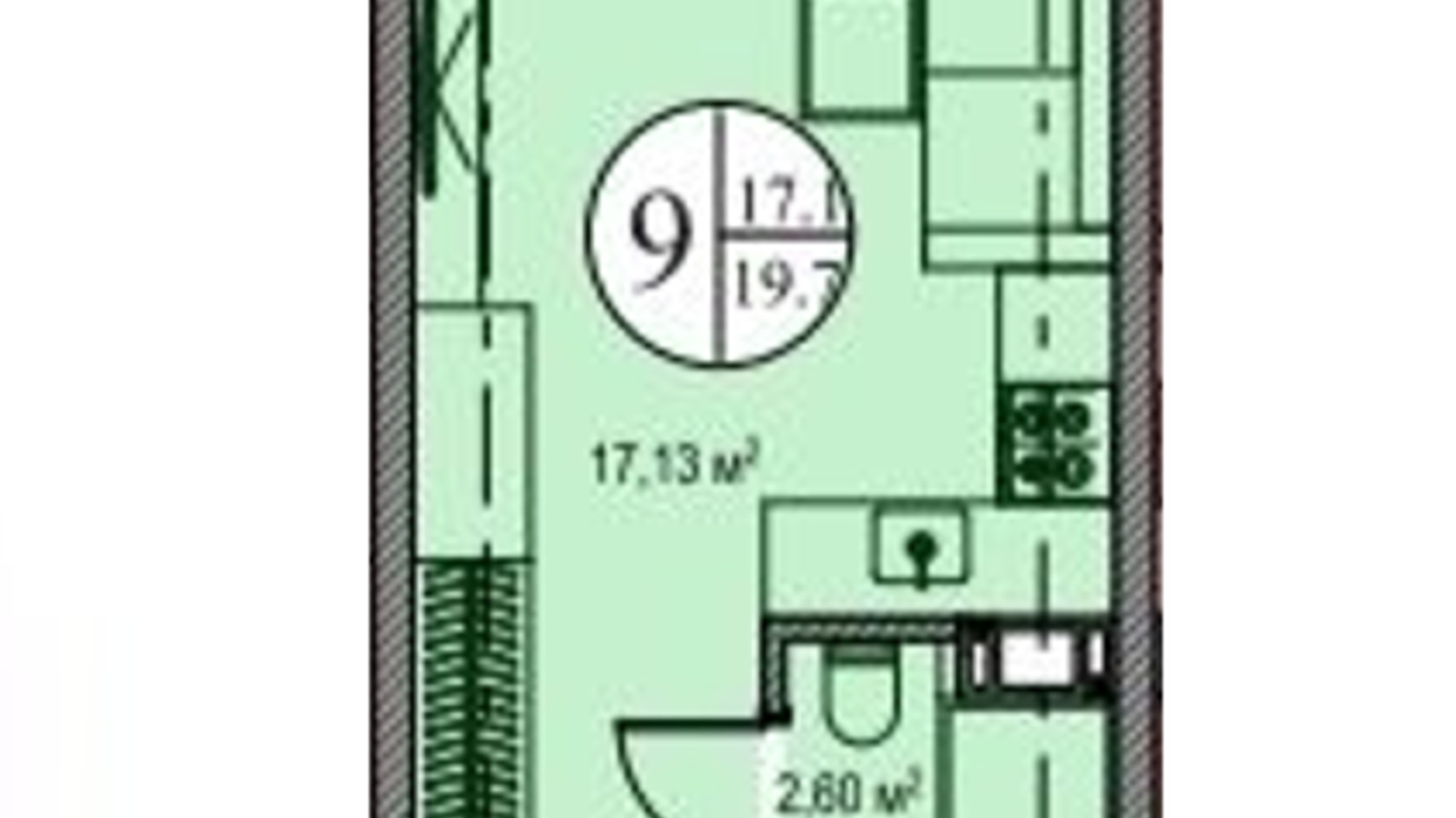 Планировка смарт квартиры в ЖК Liberty Park 2 18.1 м², фото 615639