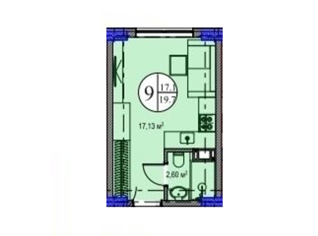 ЖК Liberty Park 2: планировка 1-комнатной квартиры 18.1 м²