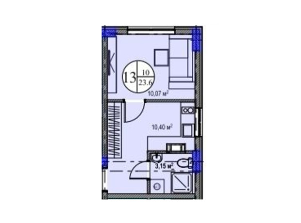 ЖК Liberty Park 2: планировка 1-комнатной квартиры 23.6 м²