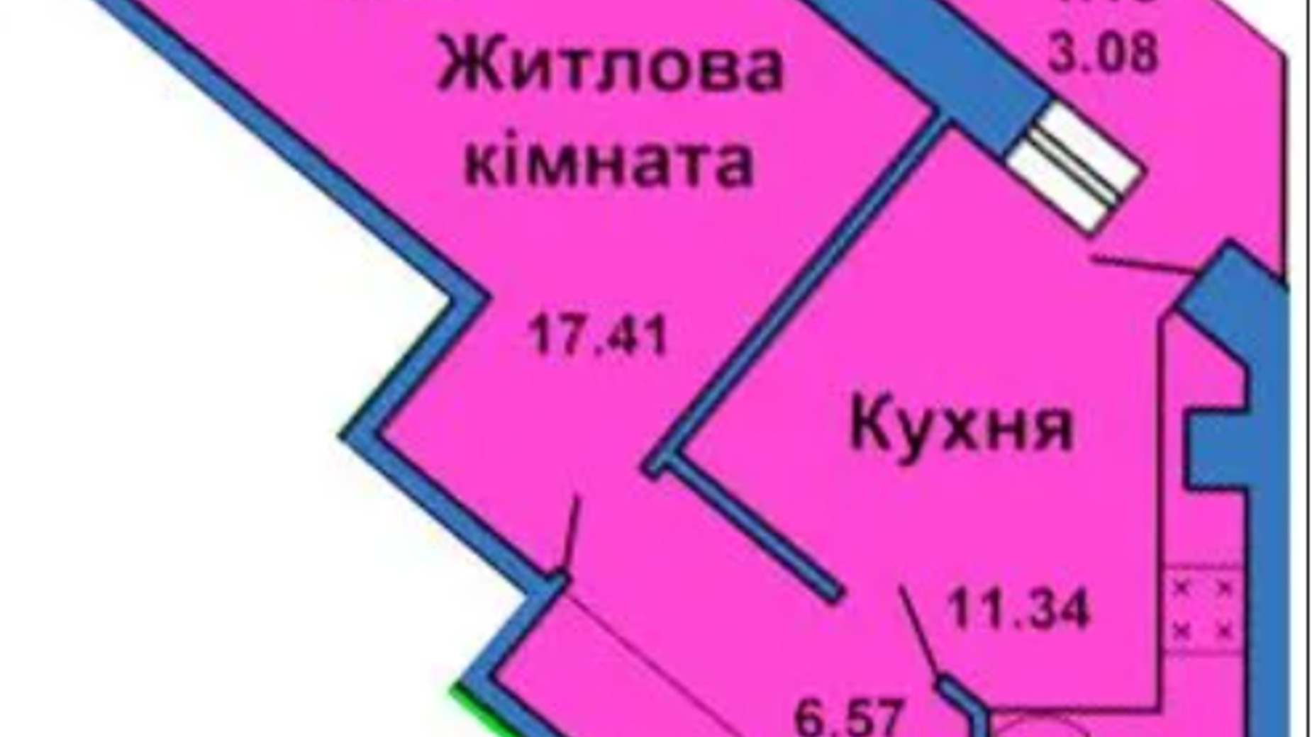 Планування 1-кімнатної квартири в ЖК вул. Весняна, 9 43 м², фото 615719