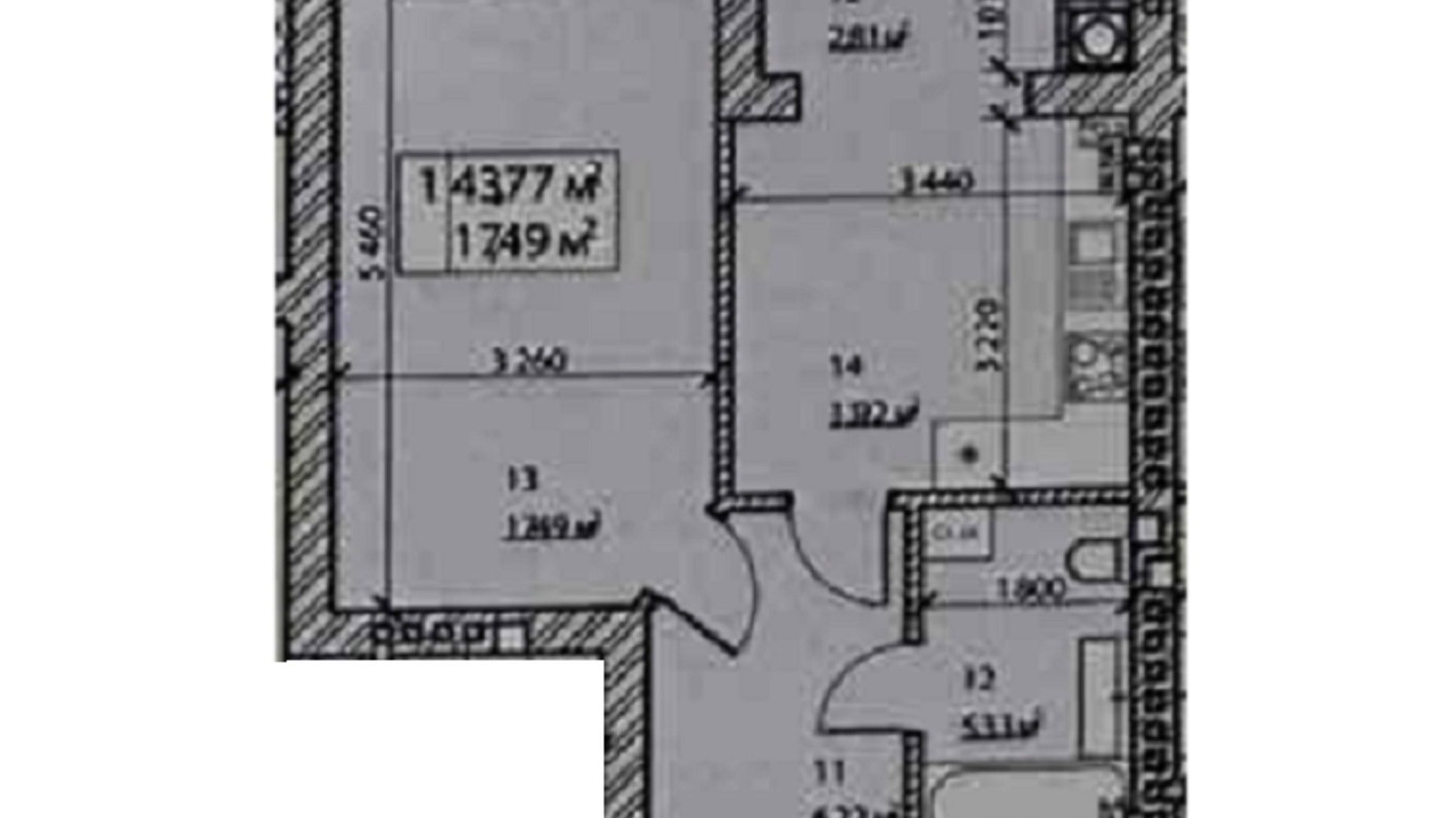 Планування 1-кімнатної квартири в ЖК Стайл Хаус 43.77 м², фото 616131