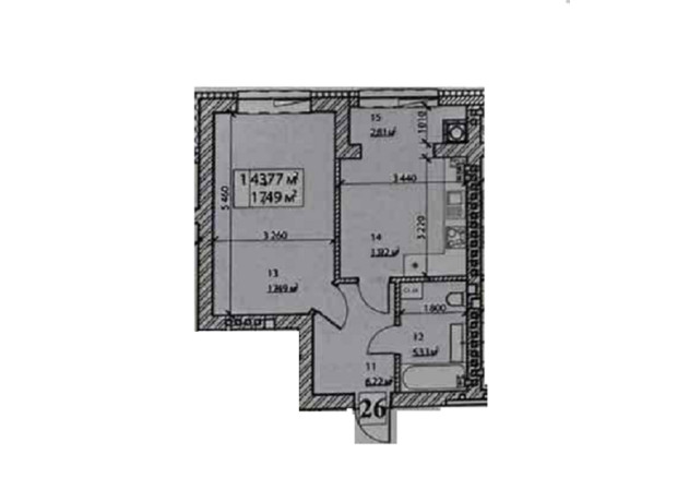 ЖК Стайл Хаус: планировка 1-комнатной квартиры 43.77 м²