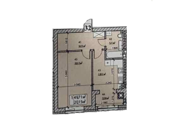 ЖК Стайл Хаус: планування 1-кімнатної квартири 49.71 м²