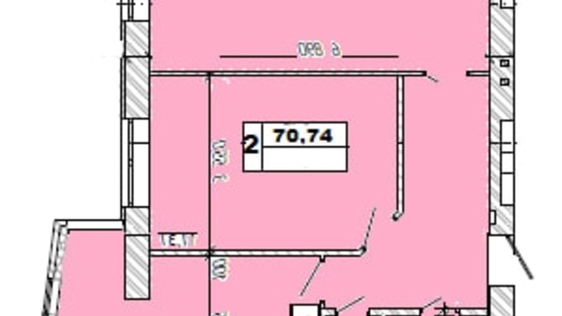 Планировка 2-комнатной квартиры в ЖК ул. Степана Бандеры, 32/1 70 м², фото 616549