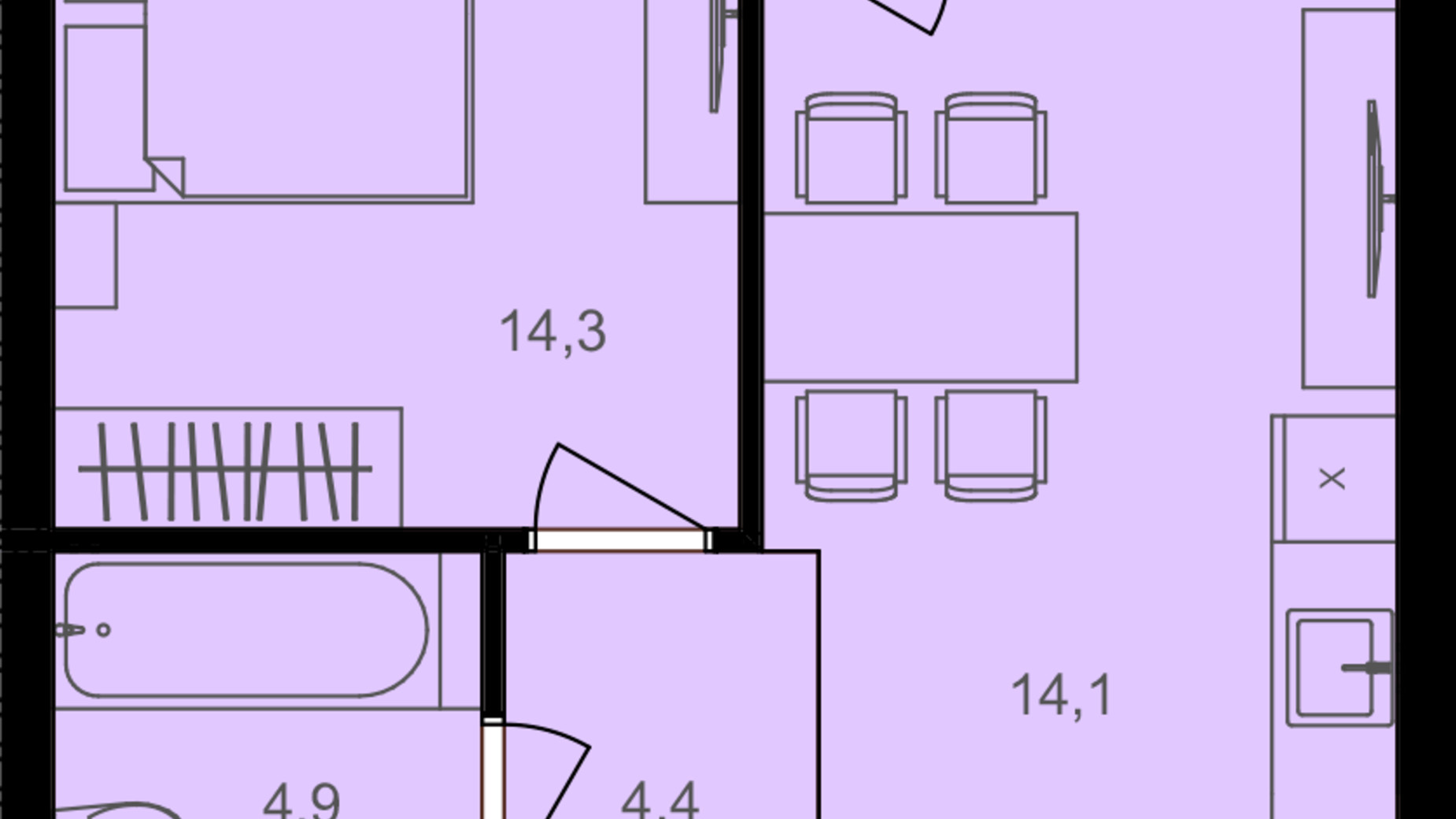 Планировка 1-комнатной квартиры в ЖК Lavanda Park 42 м², фото 616875