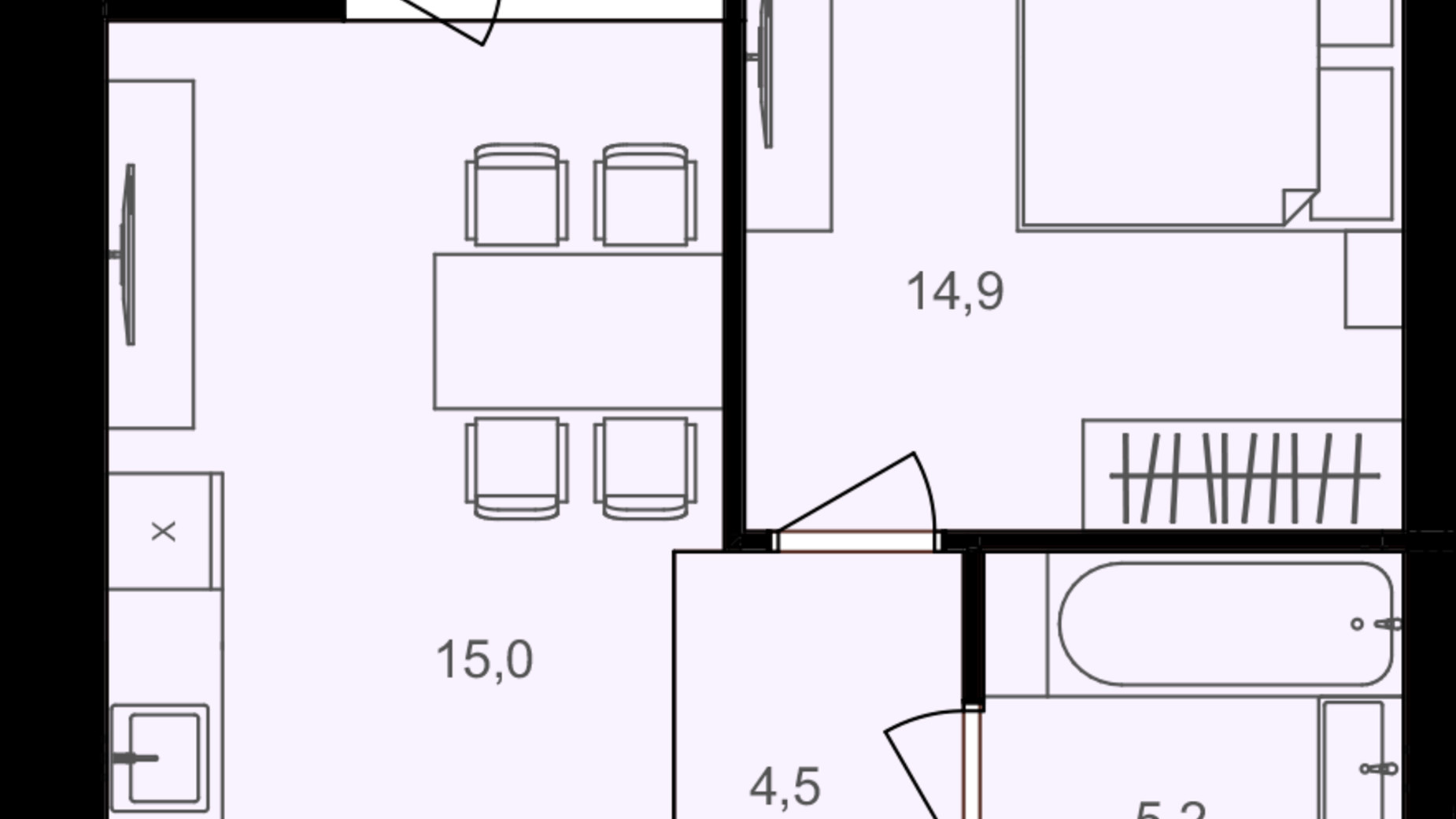 Планировка 1-комнатной квартиры в ЖК Lavanda Park 41.8 м², фото 616879