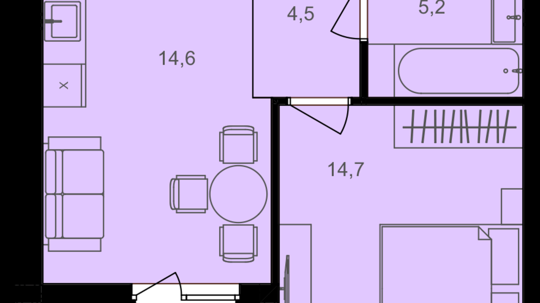 Планировка 1-комнатной квартиры в ЖК Lavanda Park 41 м², фото 616880
