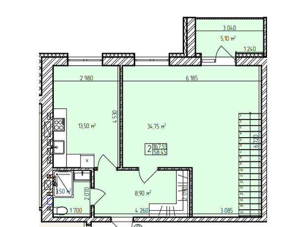 ЖК Автобиография Парк: планировка 2-комнатной квартиры 167.75 м²