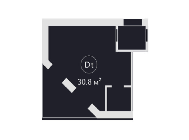 Апарт-комплекс Otaman: планировка 1-комнатной квартиры 30.8 м²