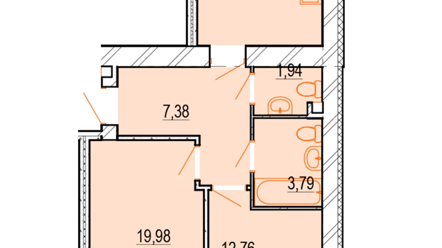 Планировка 2-комнатной квартиры в ЖК Старогородский 64.65 м², фото 617066