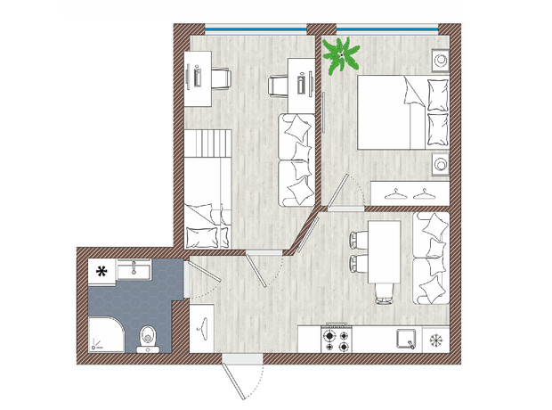 Апарт-комплекс Тиса Renovation: планировка 1-комнатной квартиры 43.1 м²