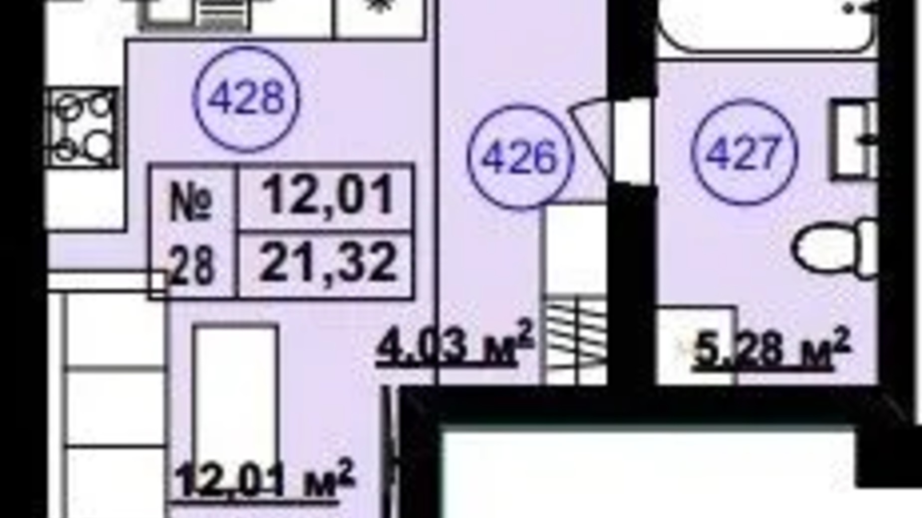Планировка 1-комнатной квартиры в Клубный дом София 2 21.32 м², фото 617247
