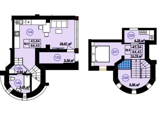 Клубный дом София 2: планировка 1-комнатной квартиры 64.43 м²