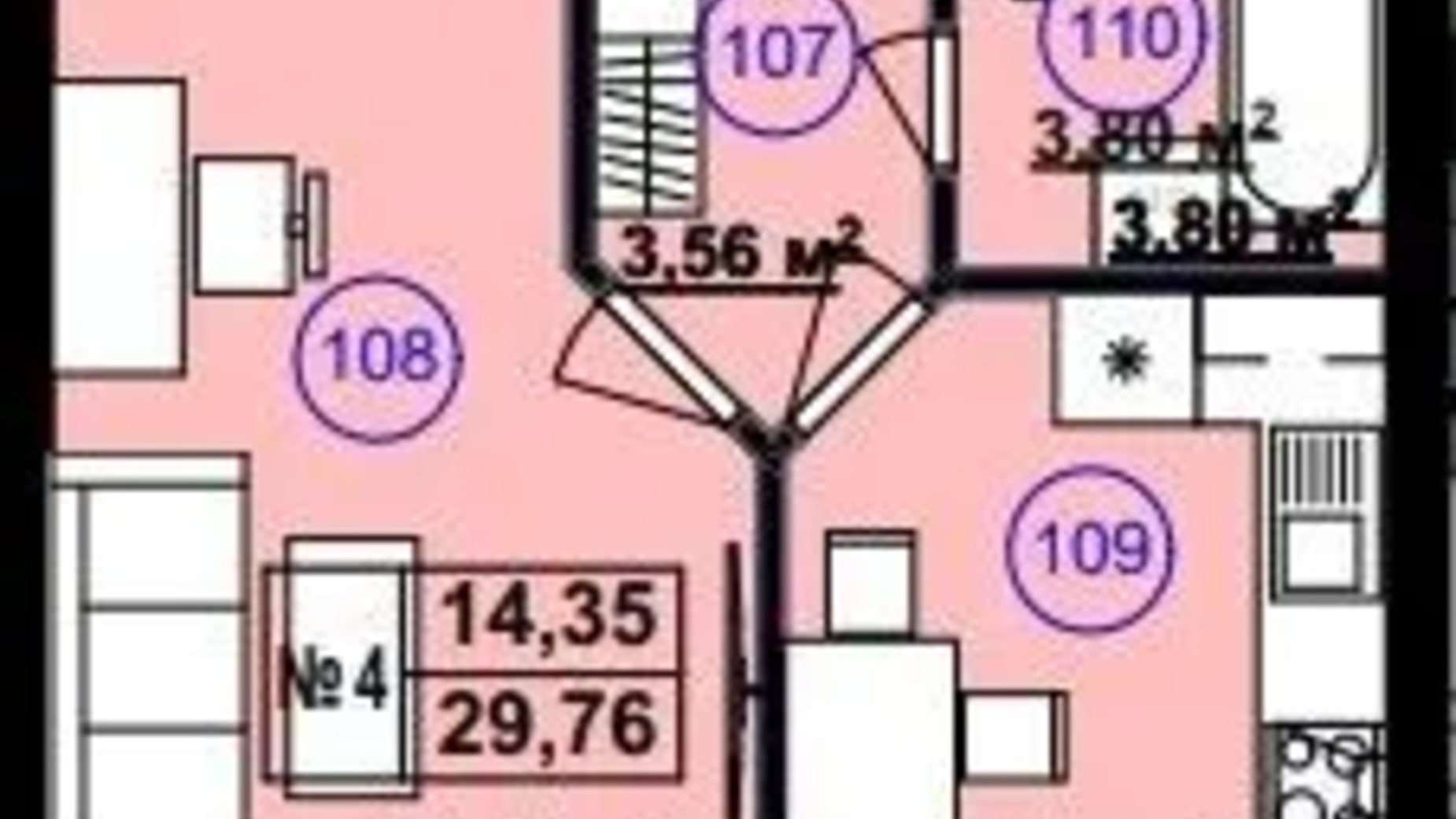 Планировка 1-комнатной квартиры в Клубный дом София 2 29.76 м², фото 617258