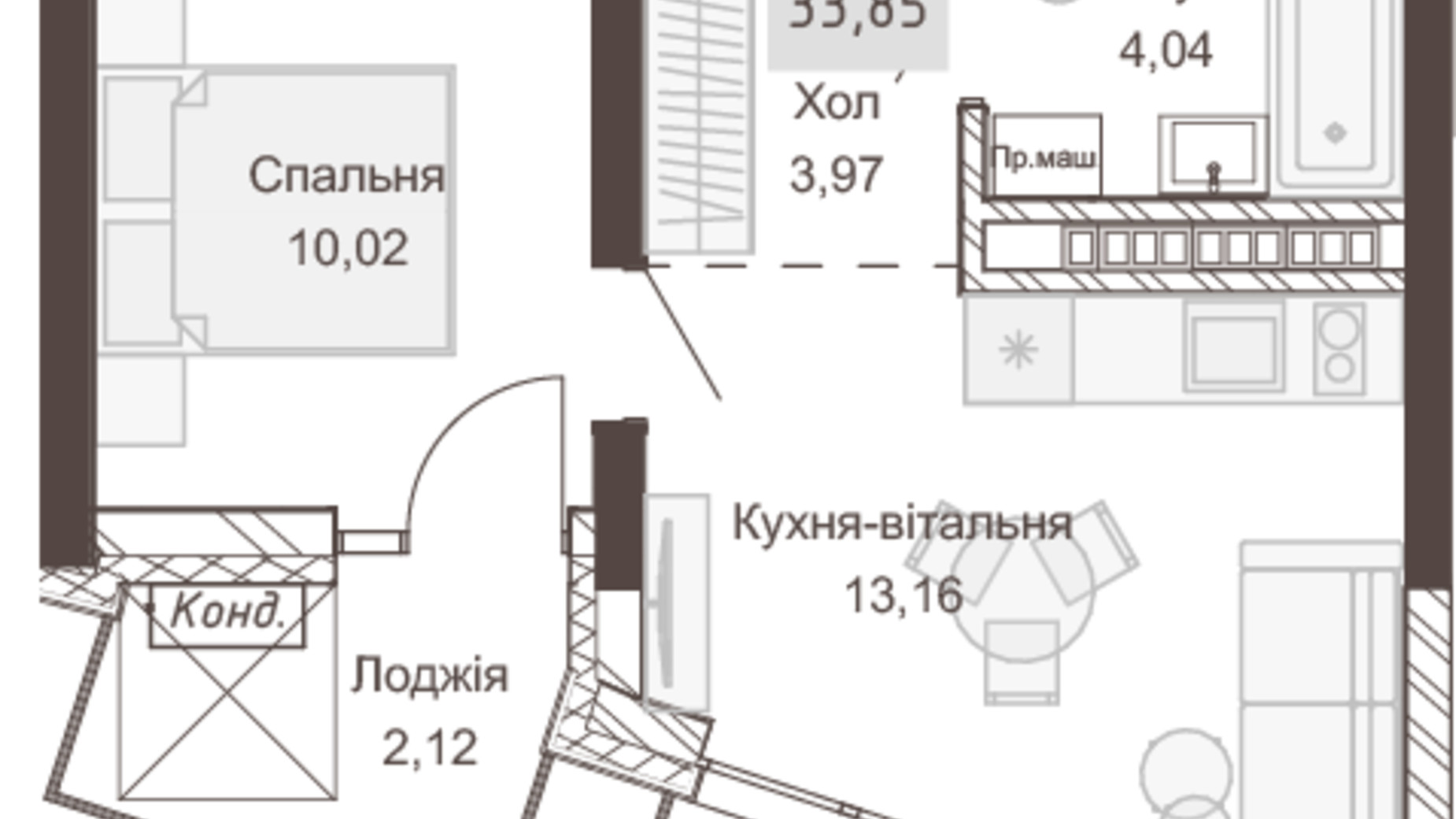 Планування 2-кімнатної квартири в Апарт-комплекс Pokrovsky Apart Complex 70.76 м², фото 617521