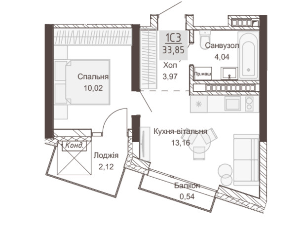 Апарт-комплекс Pokrovsky Apart Complex: планування 2-кімнатної квартири 70.76 м²