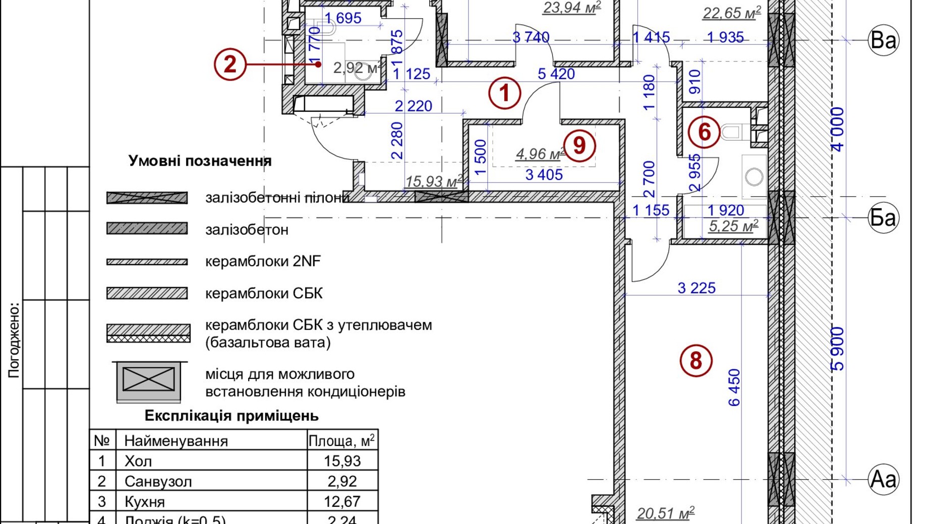 Планування 3-кімнатної квартири в ЖК Ярославів Град 111.07 м², фото 61764