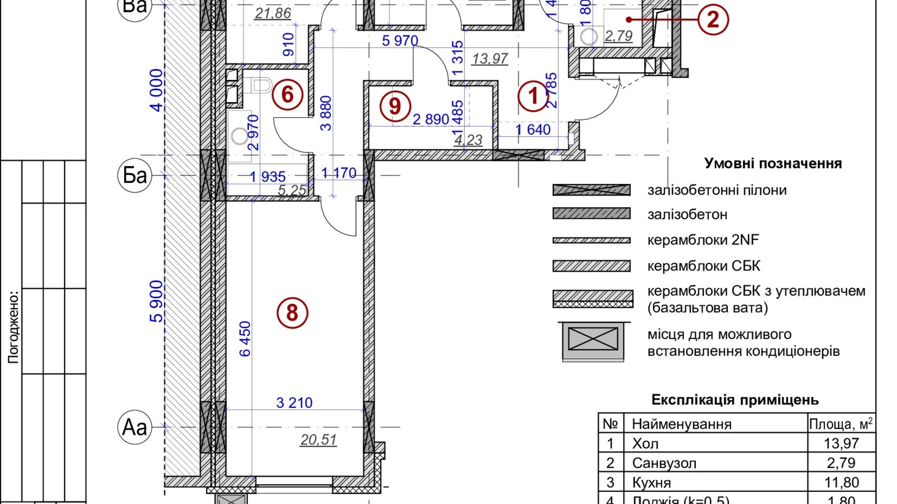 Планировка 3-комнатной квартиры в ЖК Ярославов Град 103.45 м², фото 61766