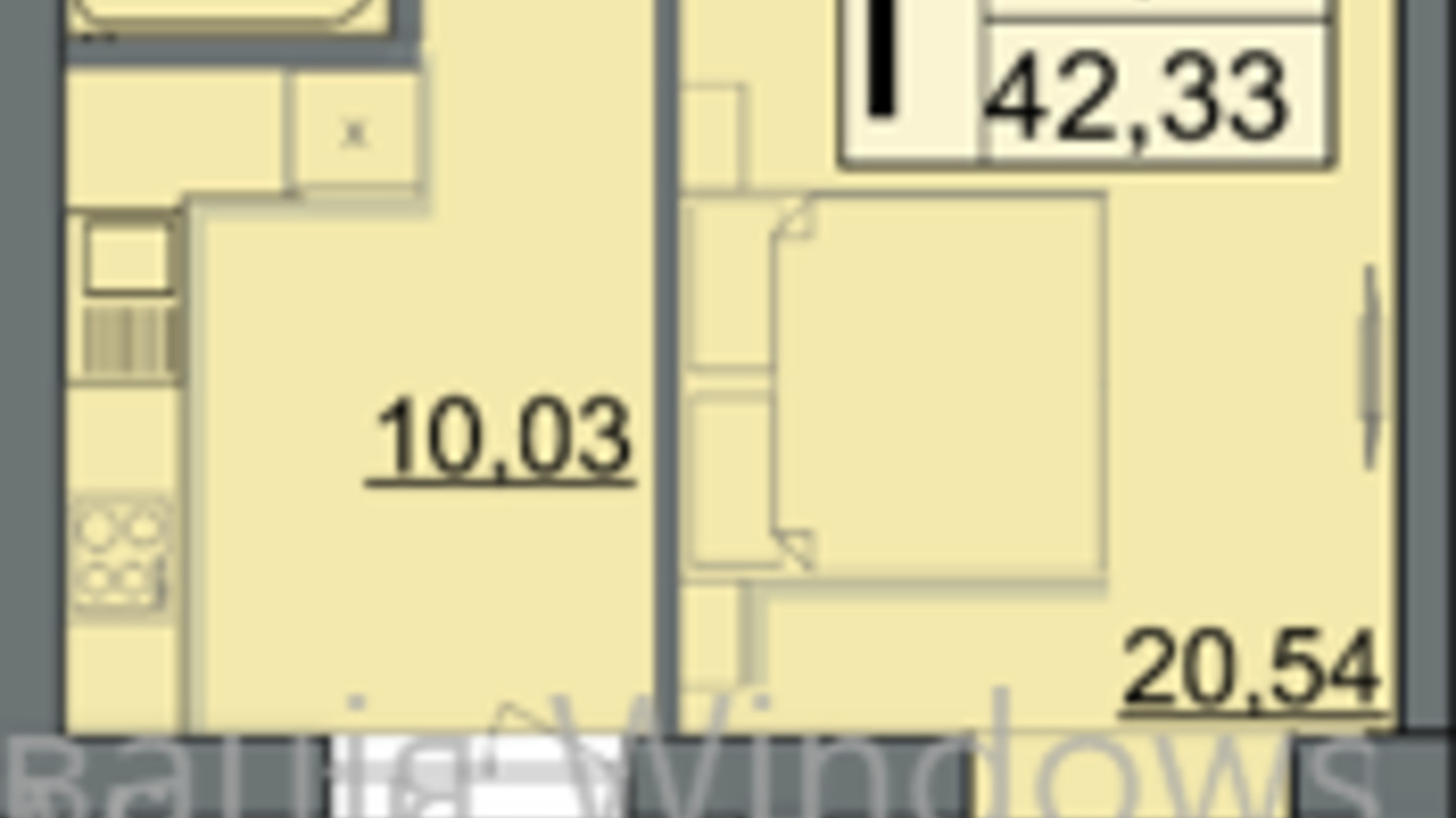 Планировка 1-комнатной квартиры в ЖК Sportcity 42.33 м², фото 617722