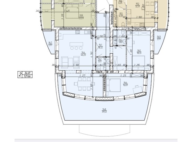 ЖК Sportcity: планировка 2-комнатной квартиры 121 м²