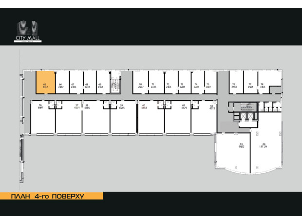 Бизнес-центр City Tower Mall: планировка помощения 32.9 м²