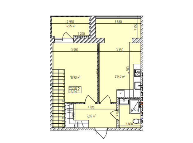 ЖК Автобіографія Парк: планування 2-кімнатної квартири 111.1 м²