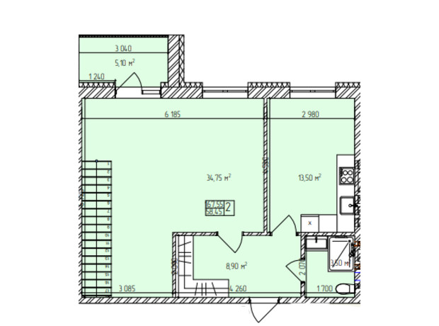 ЖК Автобиография Парк: планировка 2-комнатной квартиры 167.55 м²