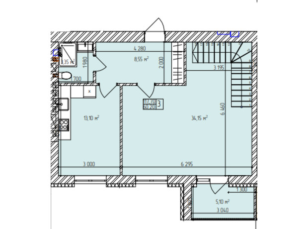 ЖК Автобиография Парк: планировка 3-комнатной квартиры 117.7 м²