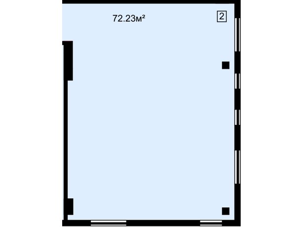 ЖК На Острозького: планування приміщення 72.23 м²