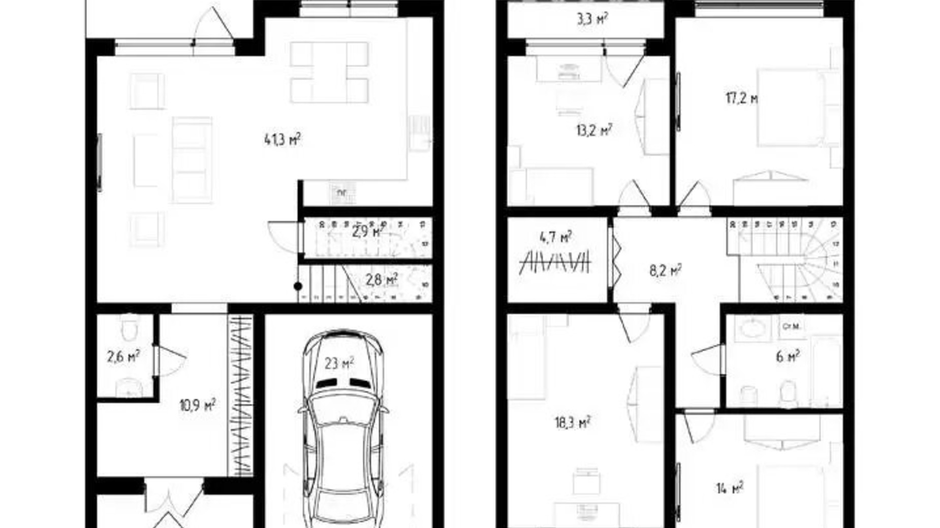 Планування таунхауса в Таунхаус Джерельна 167 м², фото 618261