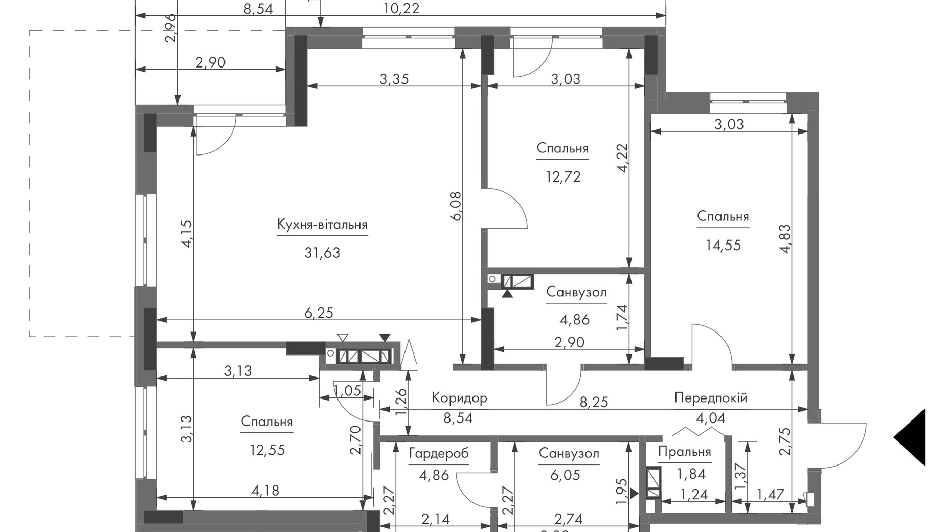 Планировка апартаментов в ЖК Gravity Park 104.2 м², фото 618615