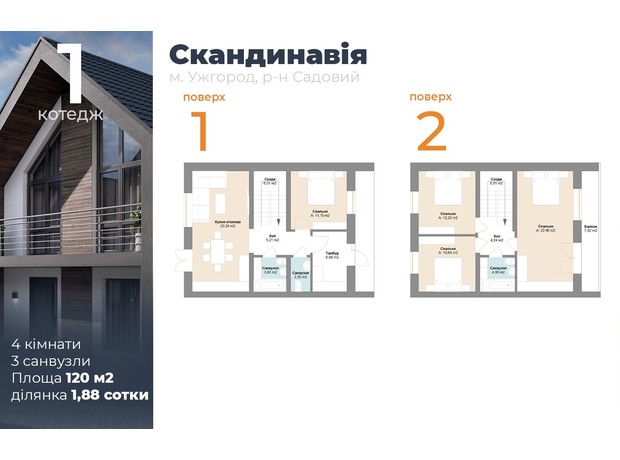 КГ Скандинавия: планировка 4-комнатной квартиры 120 м²