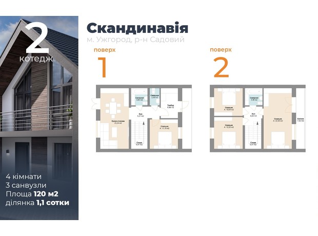 КМ Скандинавія: планування 4-кімнатної квартири 120 м²