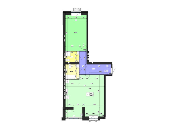 ЖК Парус: планировка 1-комнатной квартиры 75.83 м²