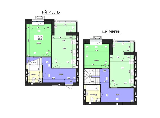 ЖК Парус: планування 3-кімнатної квартири 88.35 м²