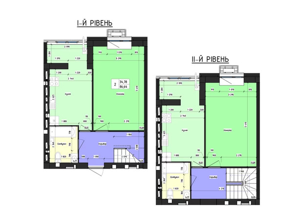 ЖК Парус: планування 3-кімнатної квартири 86.64 м²