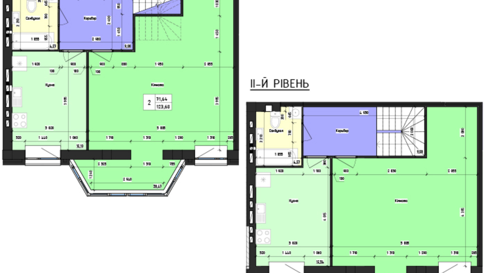 Планировка много­уровневой квартиры в ЖК Парус 121.2 м², фото 618887