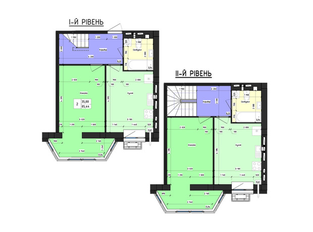 ЖК Парус: планування 3-кімнатної квартири 85.44 м²