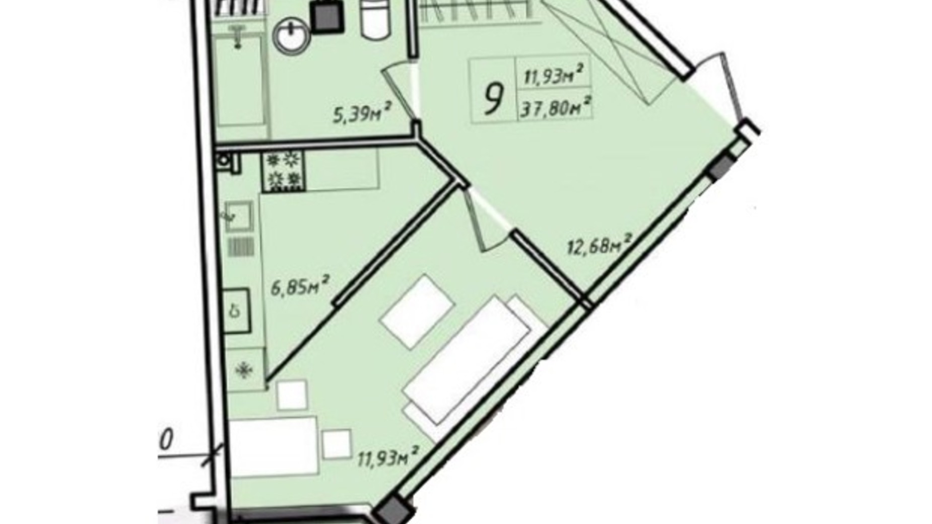 Планування смарт квартири в ЖК Graf у моря 37.8 м², фото 618921