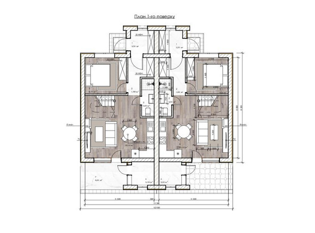 КГ White-Blackie Duplex: планировка 3-комнатной квартиры 120 м²