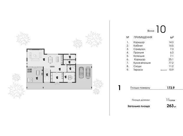 КМ River Park Kozyn: планування 4-кімнатної квартири 263 м²